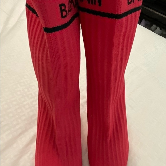 Balmain Skye knit ankle boots fushia heels - Picture 3 of 4